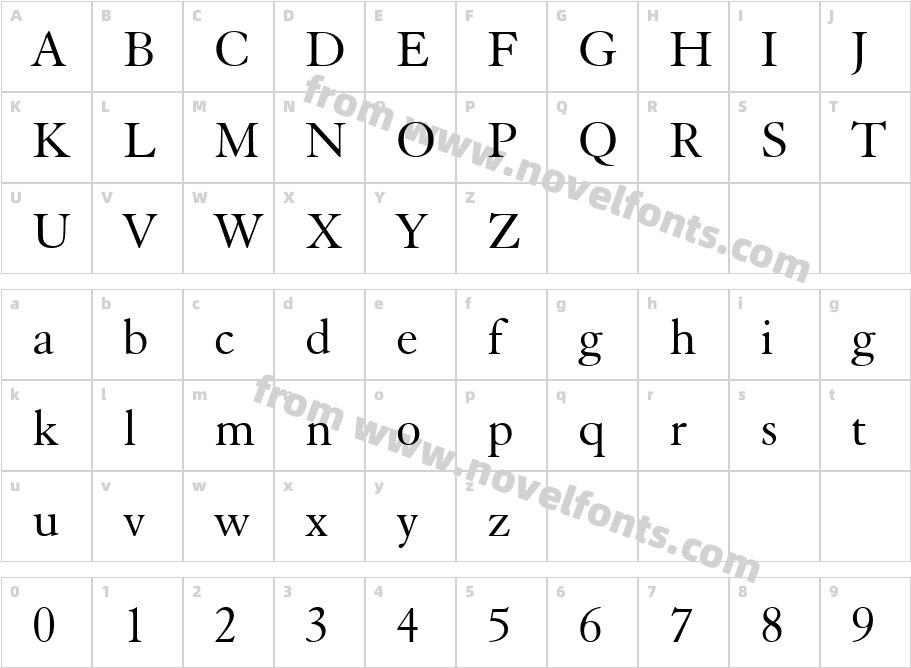 ElegantGaramondBT-RomanCharacter Map