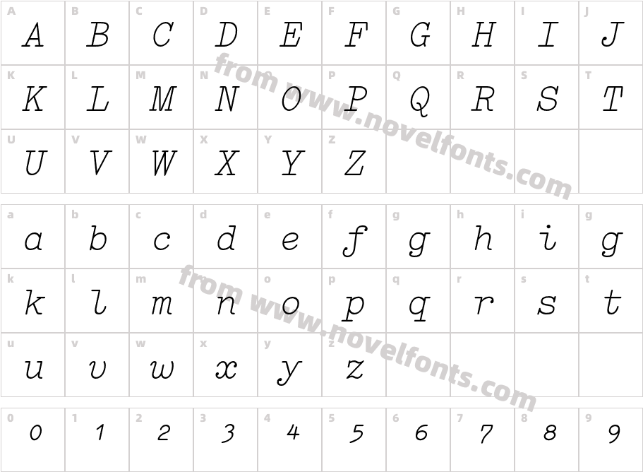 ElementaSymbol-ItalicCharacter Map