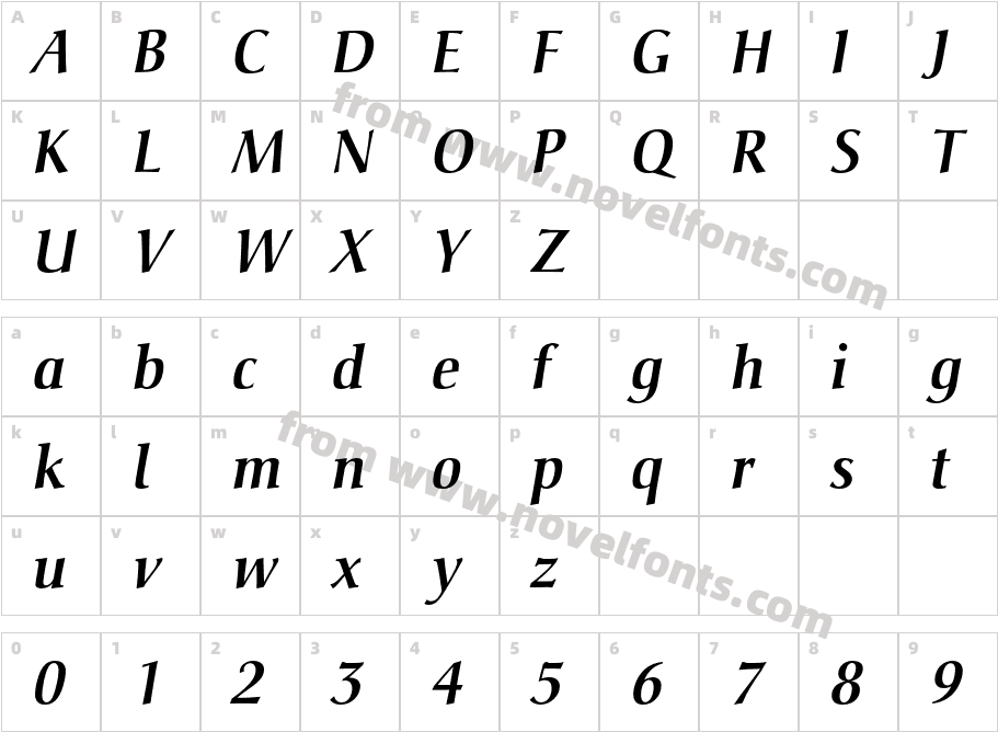 Christiana-MediumItalicCharacter Map