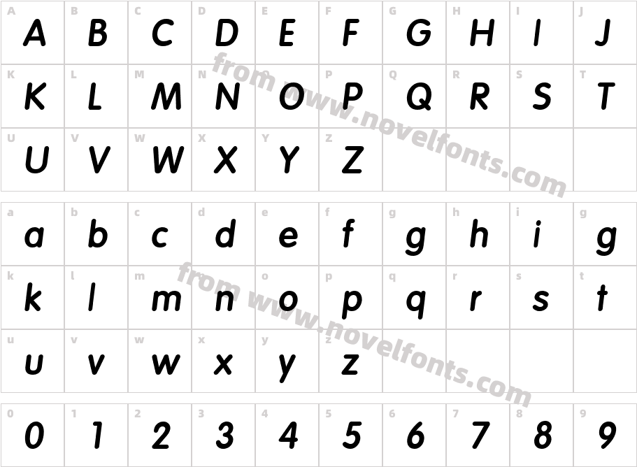 Elementary Heavy SF Bold ItalicCharacter Map