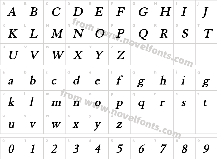 Elephant BoldItalicCharacter Map