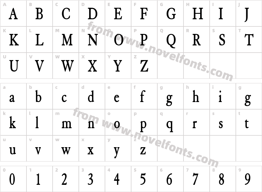 Elephant Condensed BoldCharacter Map