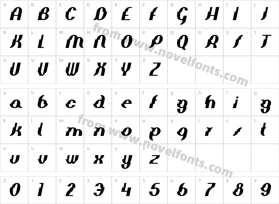 Elephant man BoldItalicCharacter Map