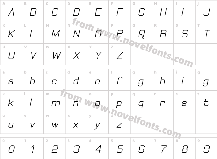 Elgethy Bold ObliqueCharacter Map