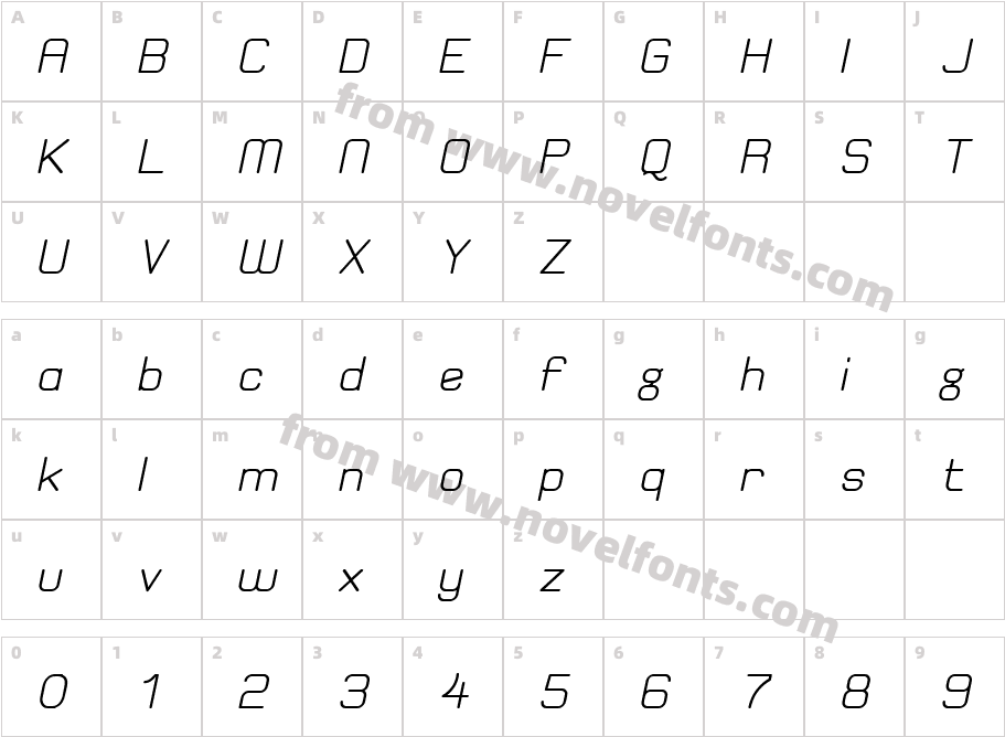 Elgethy Est Bold ObliqueCharacter Map