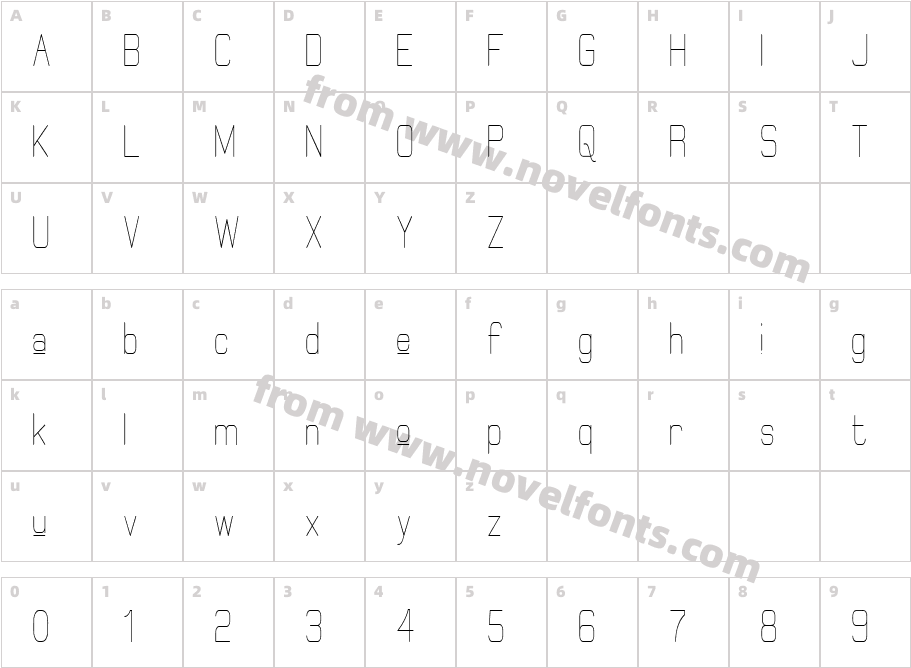 Elgethy Upper CondensedCharacter Map