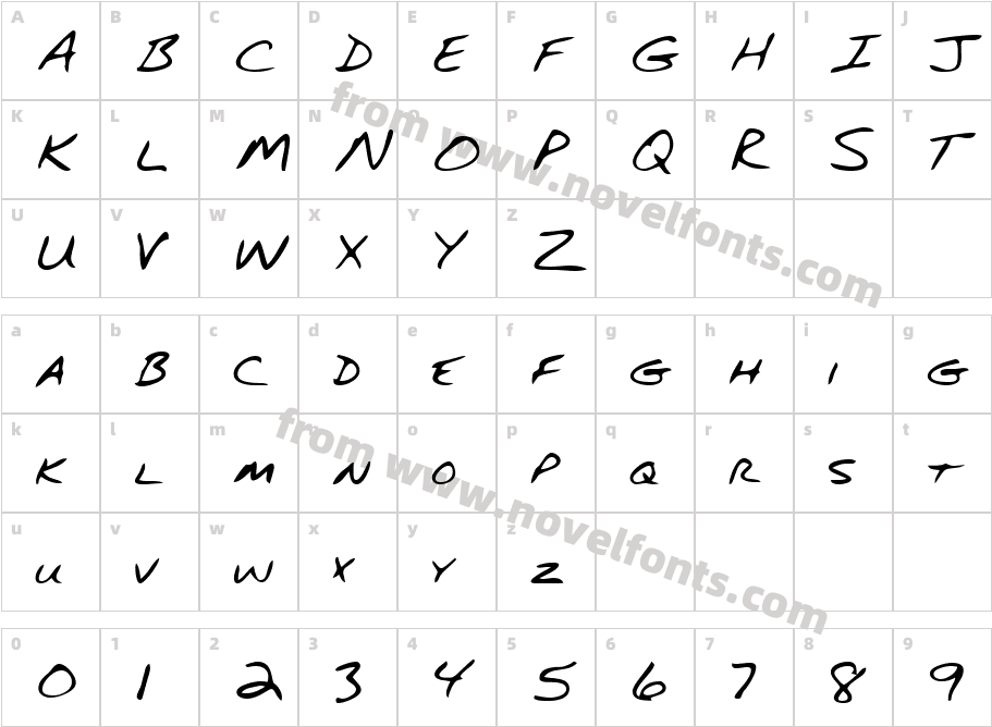 EliottsHand RegularCharacter Map