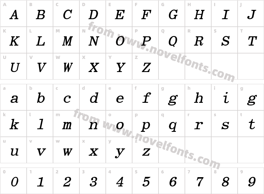 Elite Bold ItalicCharacter Map