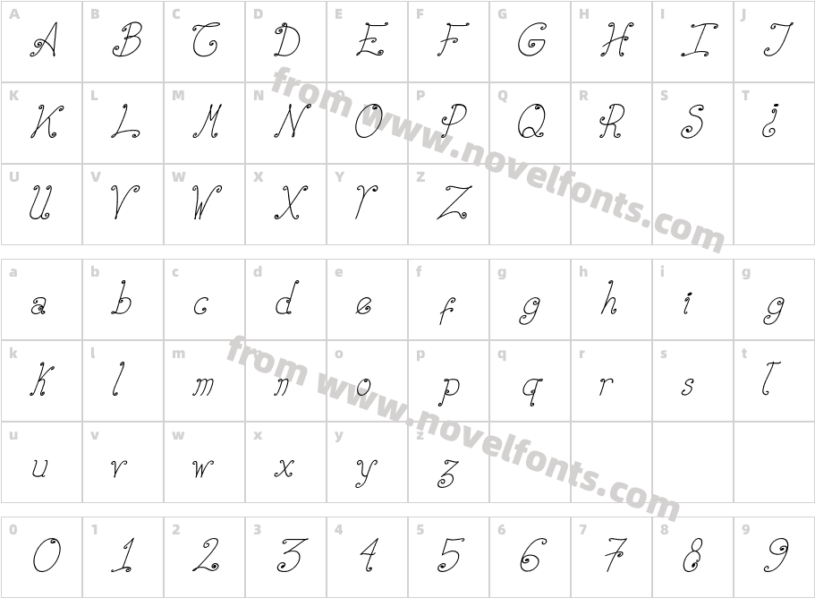 Elizabeth Ruelas Cursiva ItalicCharacter Map