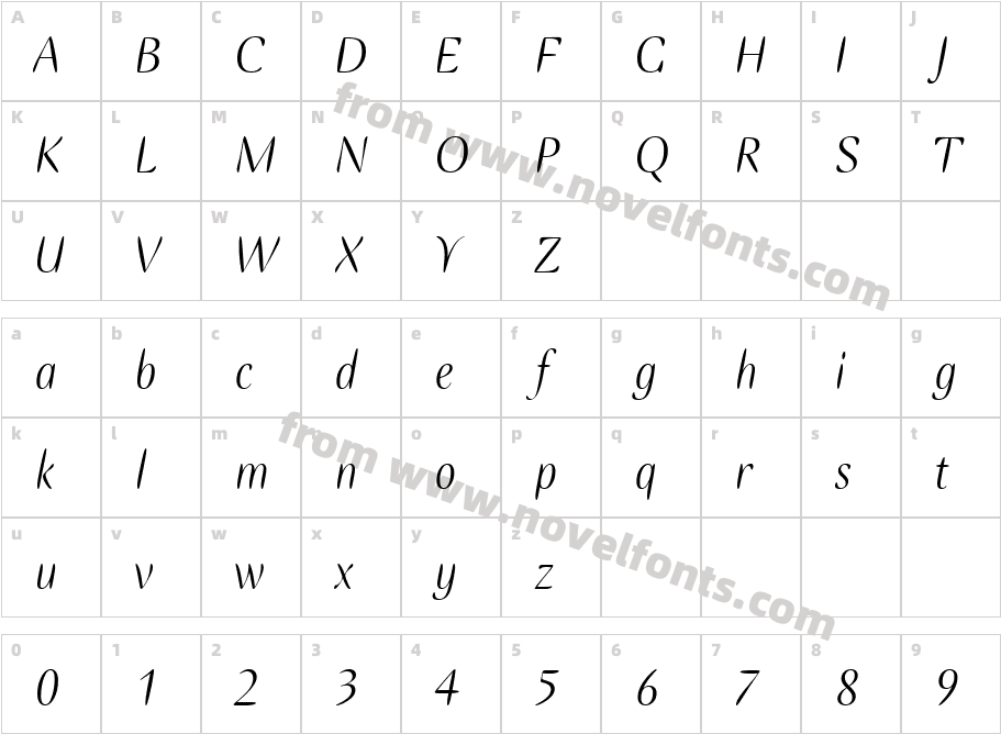 Ellipse ITC TT ItalicCharacter Map