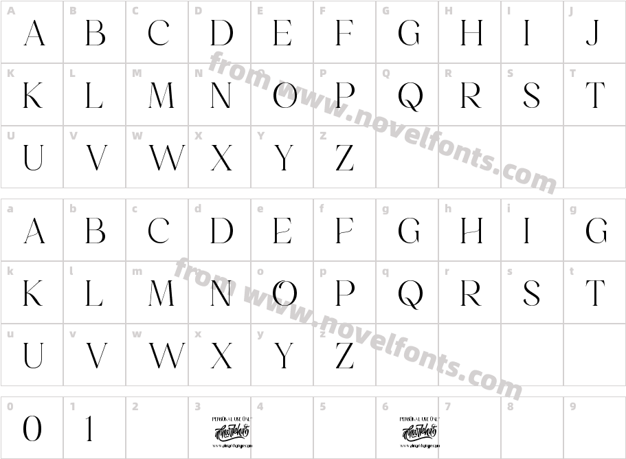 Emeralde Chamerions SerifCharacter Map