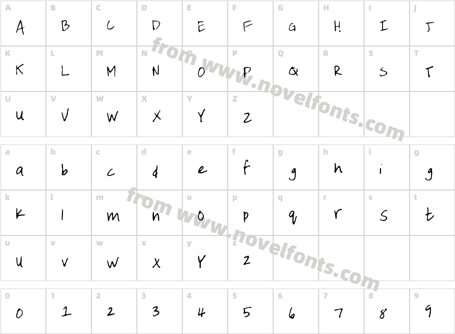 EmileeHandwritingCharacter Map