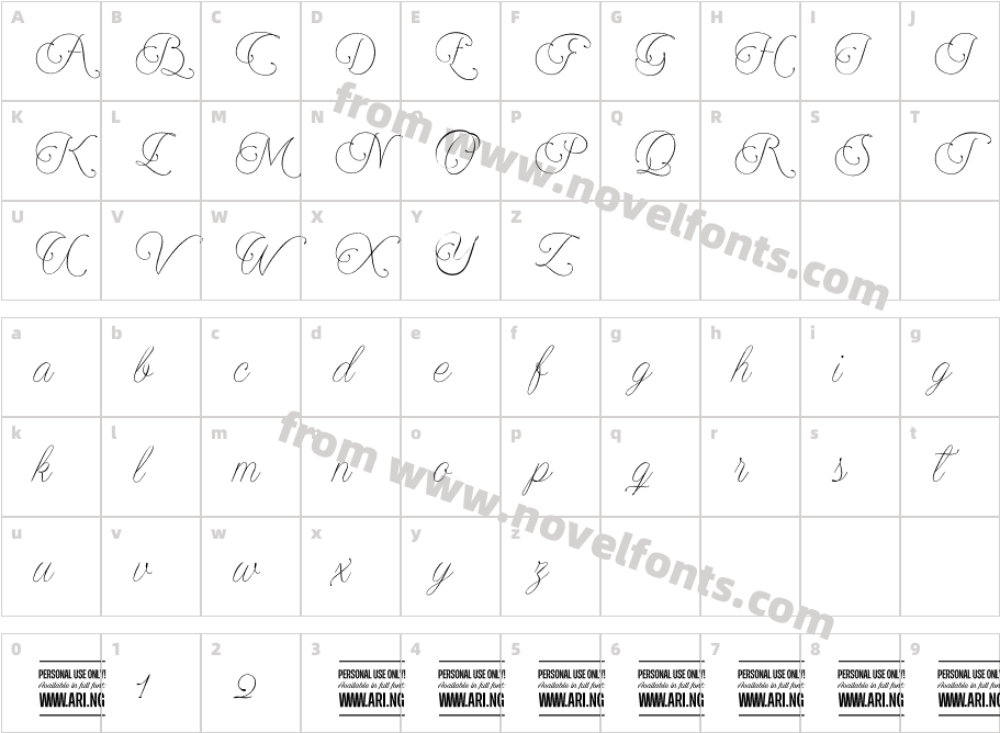 Encina Script 2 PERSONAL USECharacter Map