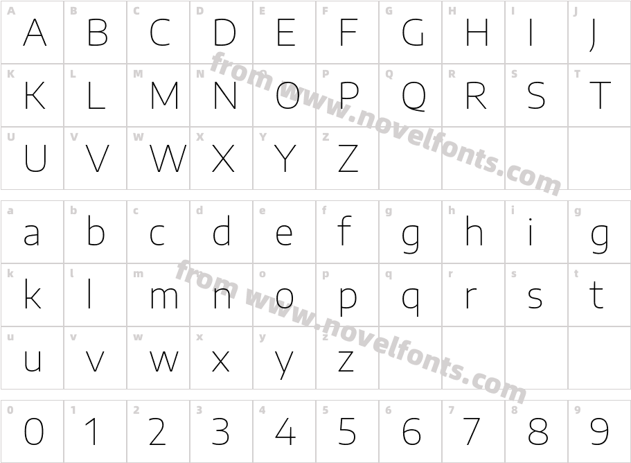 Encode Sans SemiExpanded ThinCharacter Map