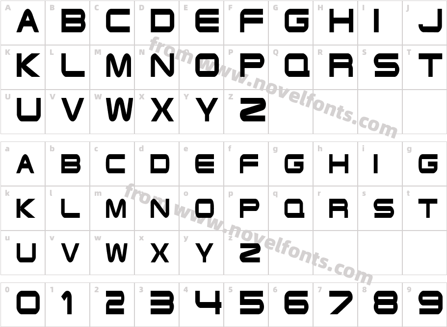 EndzoneCondensedRegularSWFTECharacter Map