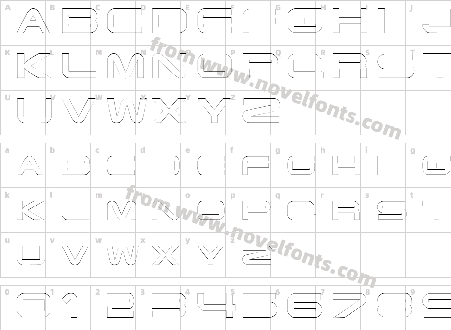 EndzoneOutlineRegularSWFTECharacter Map