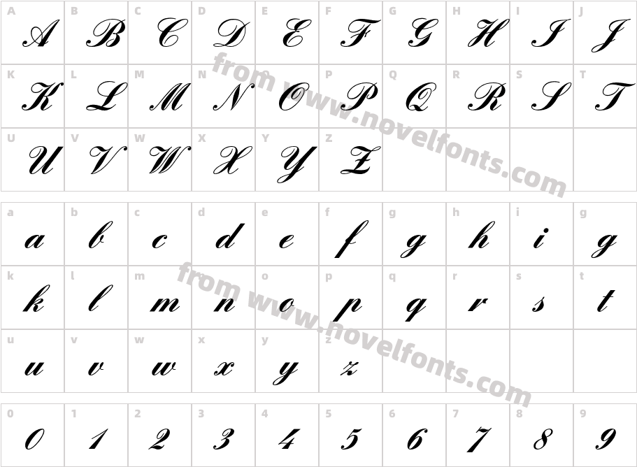 EnglischeSchreibschriftBQ-BoldCharacter Map