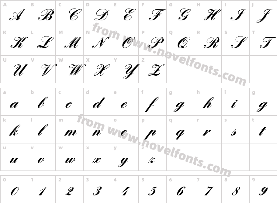 EnglischeSchreibschriftT BoldCharacter Map