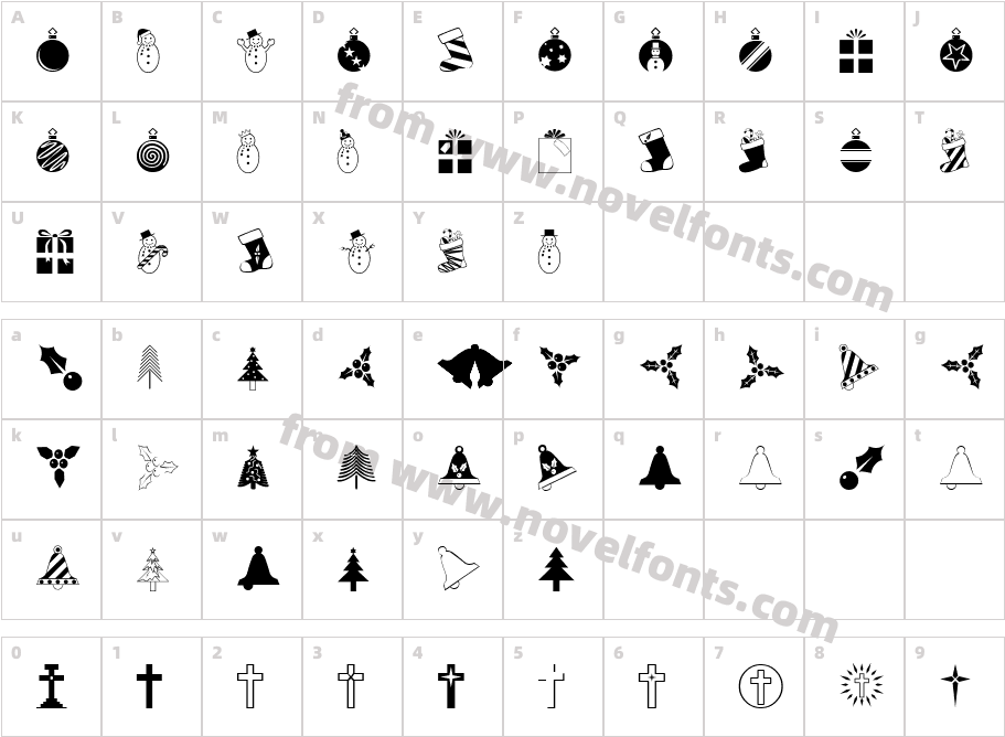 Christmas RegularCharacter Map