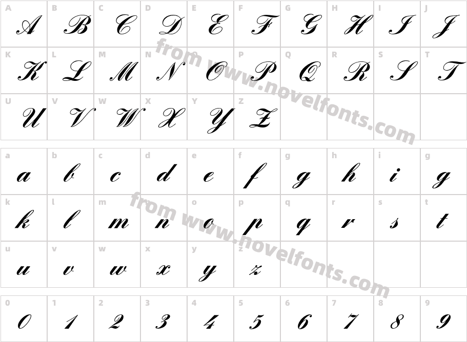 EnglishScriptEF-BoldCharacter Map