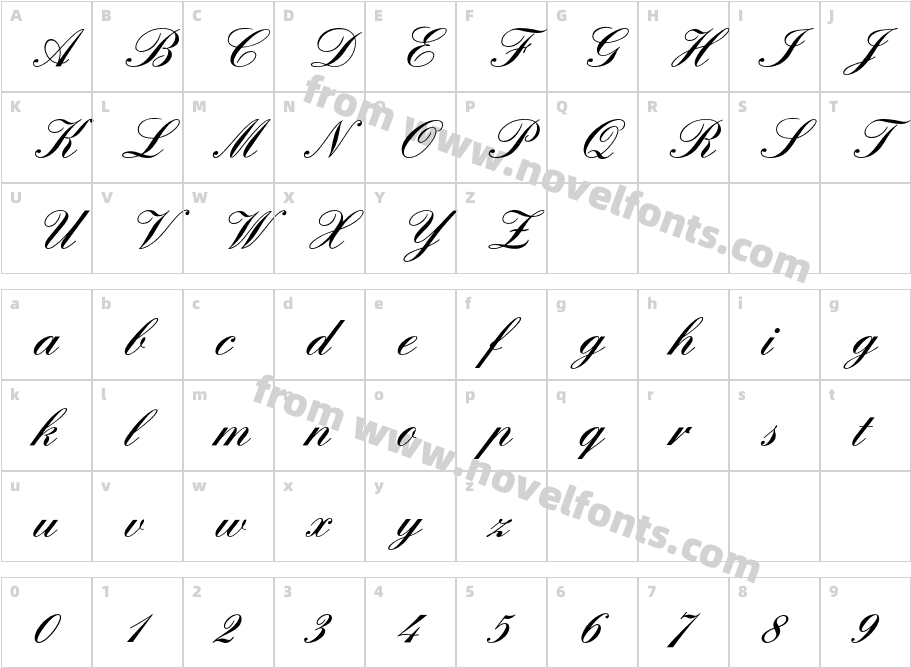 EnglishScriptEF-DemiBoldCharacter Map