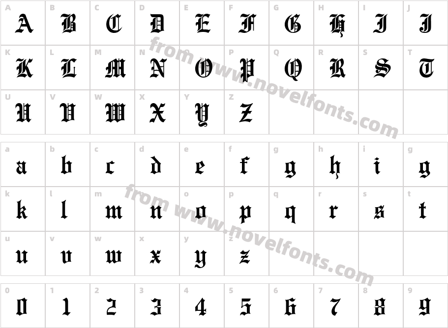 Engraved BoldCharacter Map