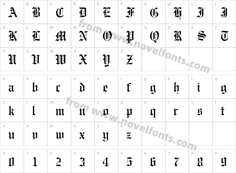 Engraved Condensed NormalCharacter Map