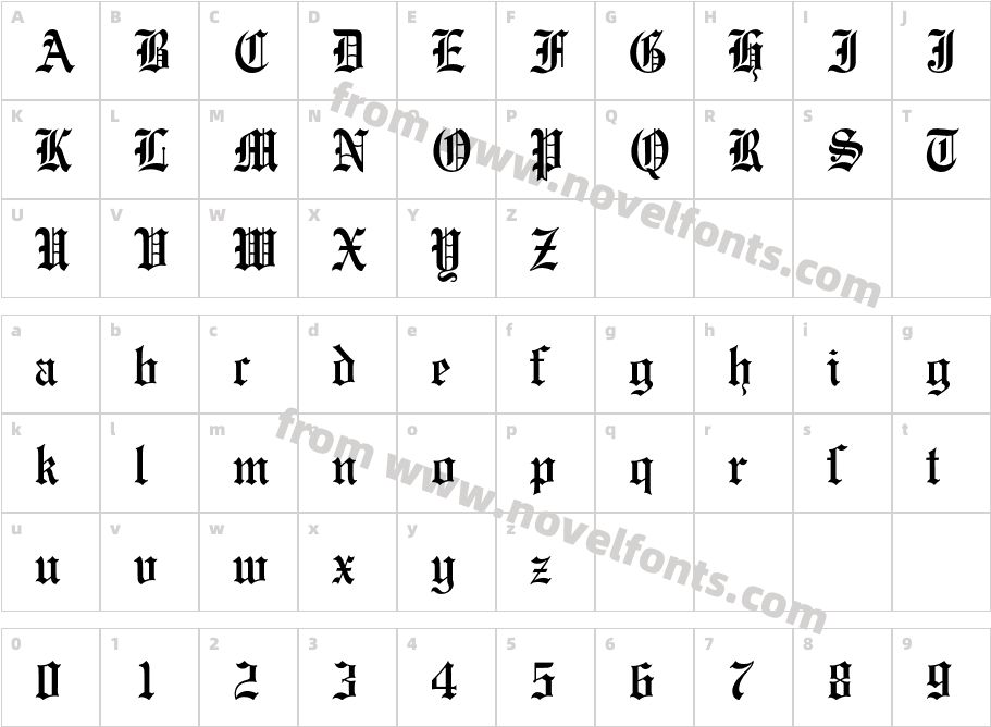 EngraversOldEnglishBQ-RegularCharacter Map