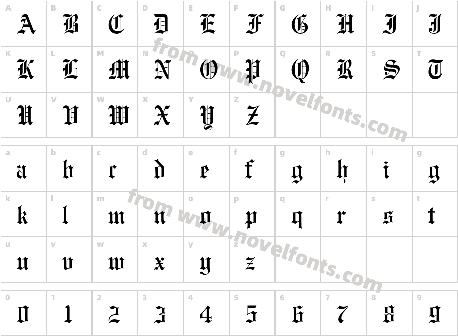 EngraversOldEnglishMTStdCharacter Map