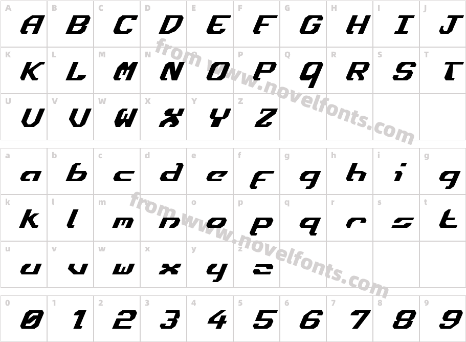 Ensign Flandry ItalicCharacter Map