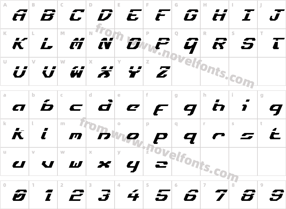 Ensign Flandry Laser ItalicCharacter Map