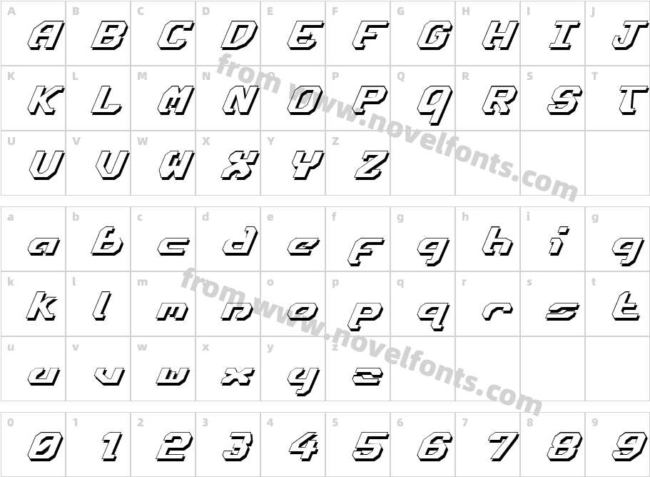 Ensign Flandry Shadow ItalicCharacter Map