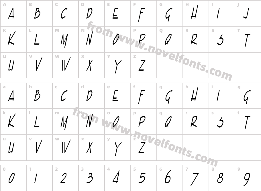 Enview Xtra Light BoldItalicCharacter Map