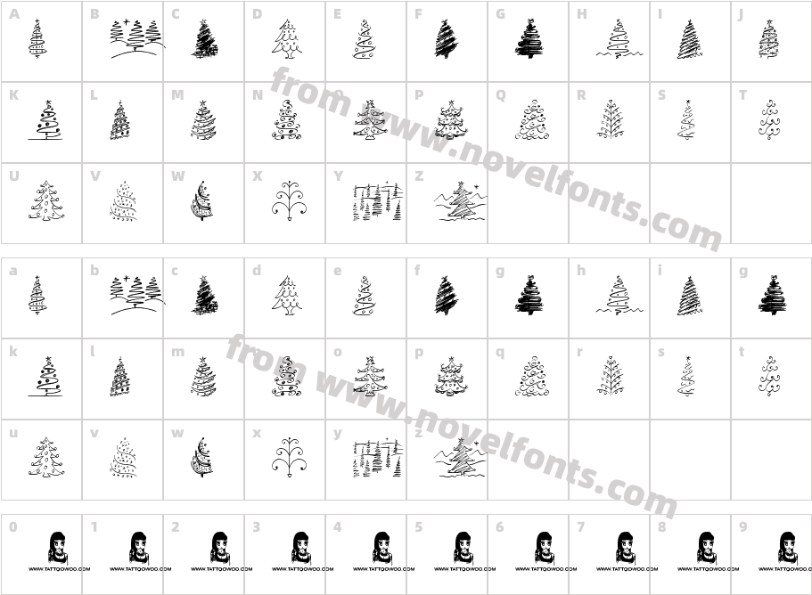 Christmas Trees CelebrationCharacter Map