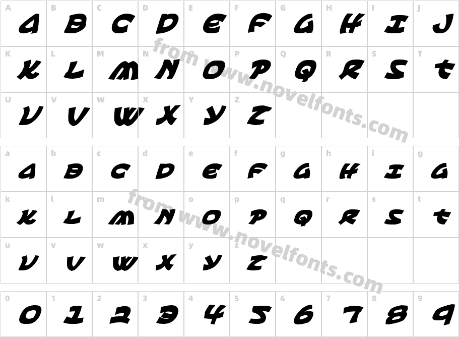 Ephesian CondBoldItalCharacter Map