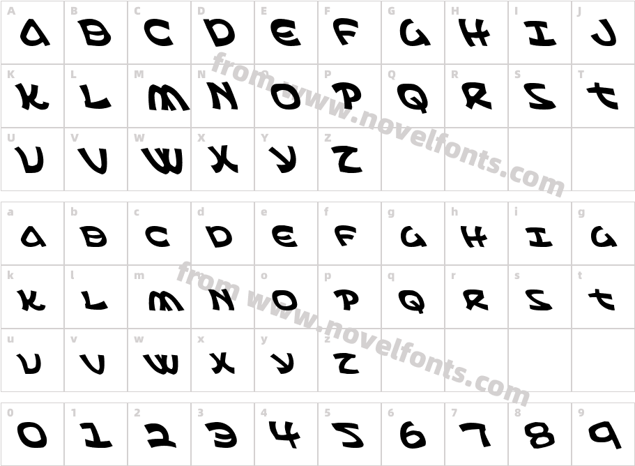 Ephesian LeftalicCharacter Map