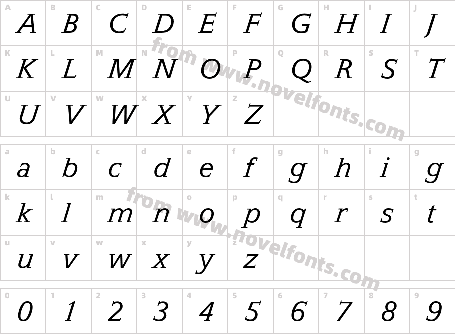 EpikurBQ-LightItalicCharacter Map