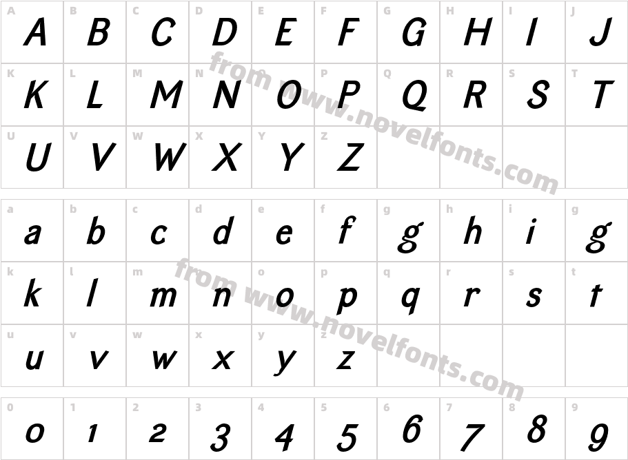 EquipoizeSans-BoldItalicCharacter Map