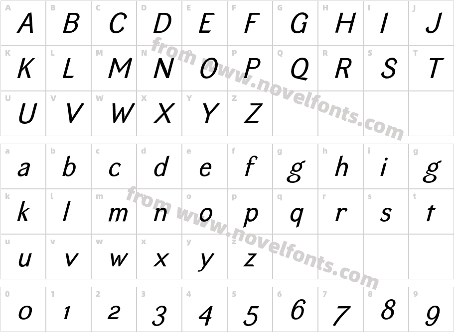 EquipoizeSans-RegularItalicCharacter Map