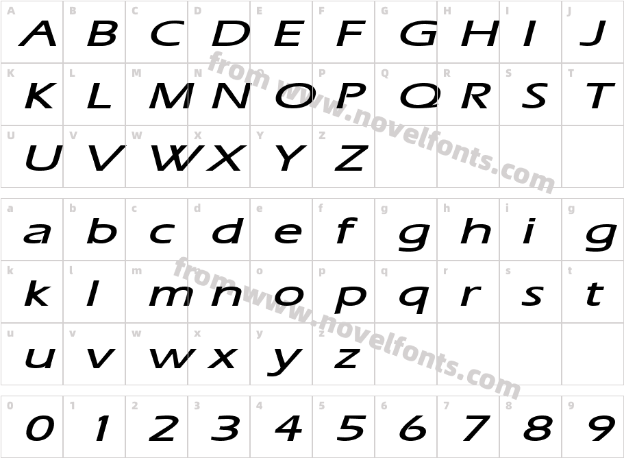 Eric Extended BoldItalicCharacter Map