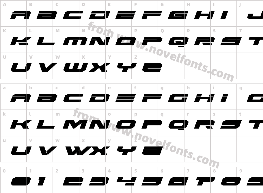 Eridanus Expanded ItalicCharacter Map