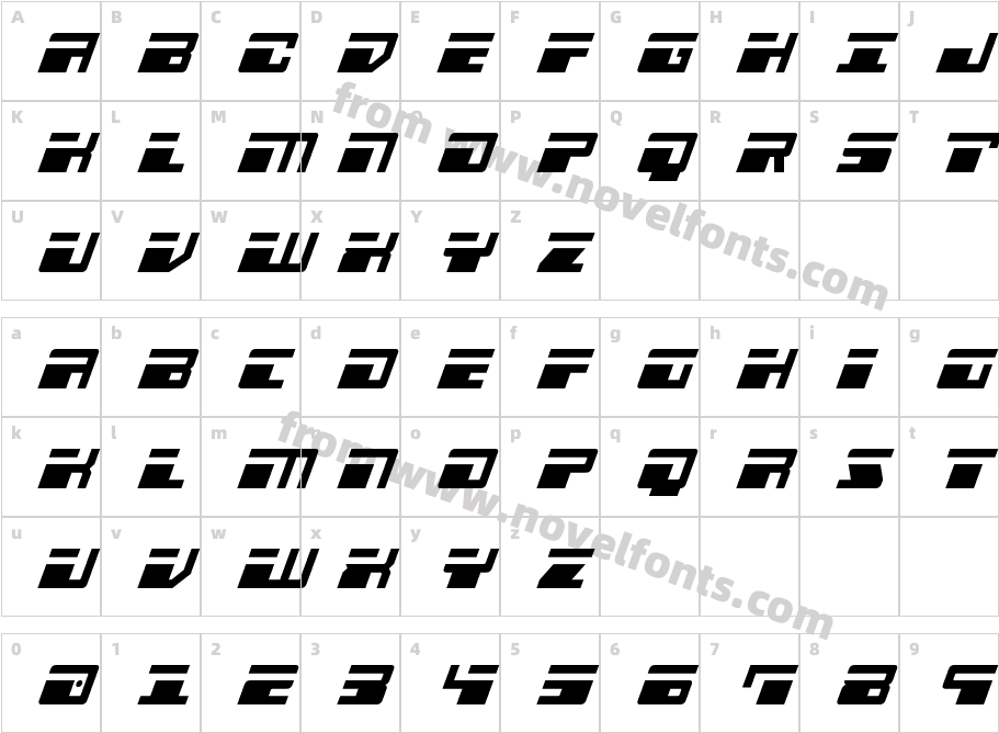 Escape Velocity Compact ItalicCharacter Map