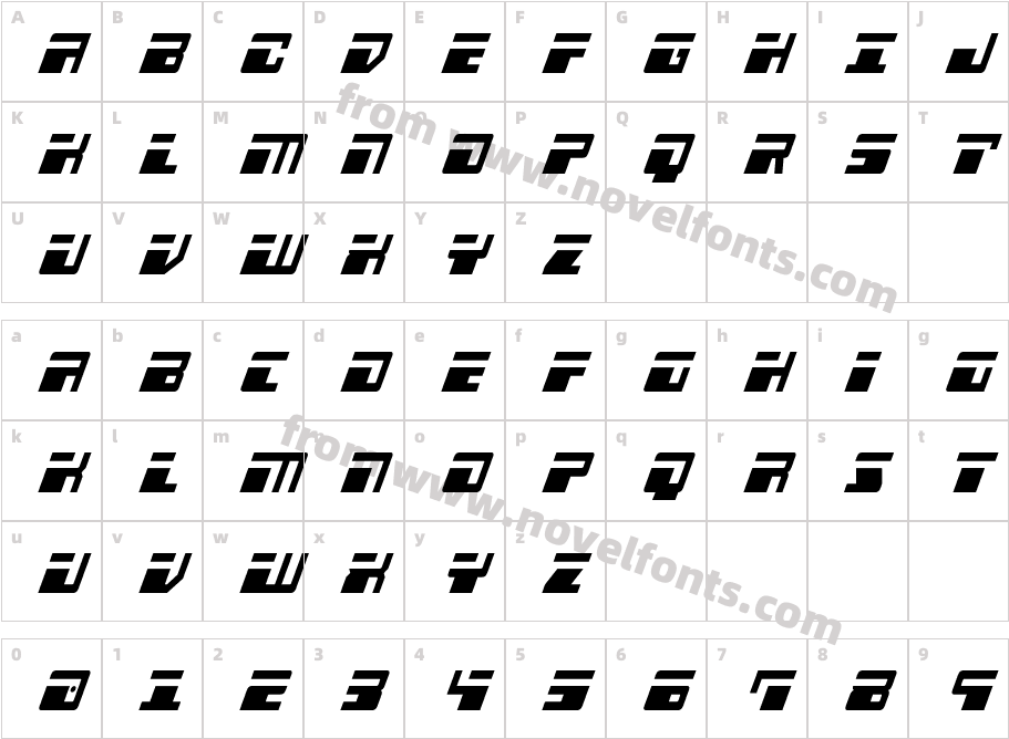 Escape Velocity Condensed ItalCharacter Map