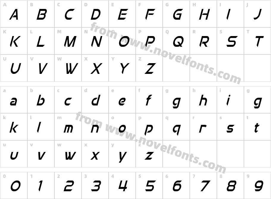 Chromia Condensed ItalicCharacter Map