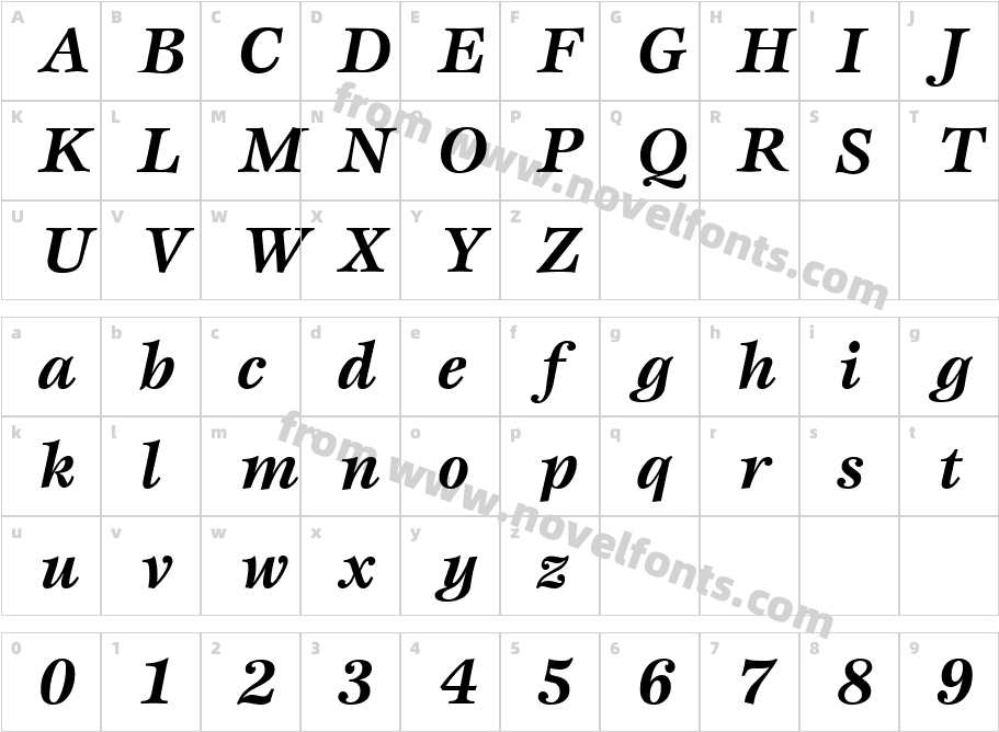 Esprit Bold ItalicCharacter Map