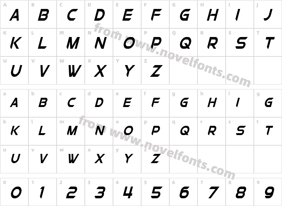 Chromia Supercap Condensed Bold ItalicCharacter Map