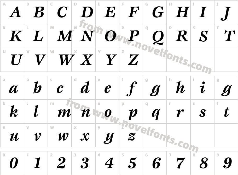 EspritBoldItalicCharacter Map