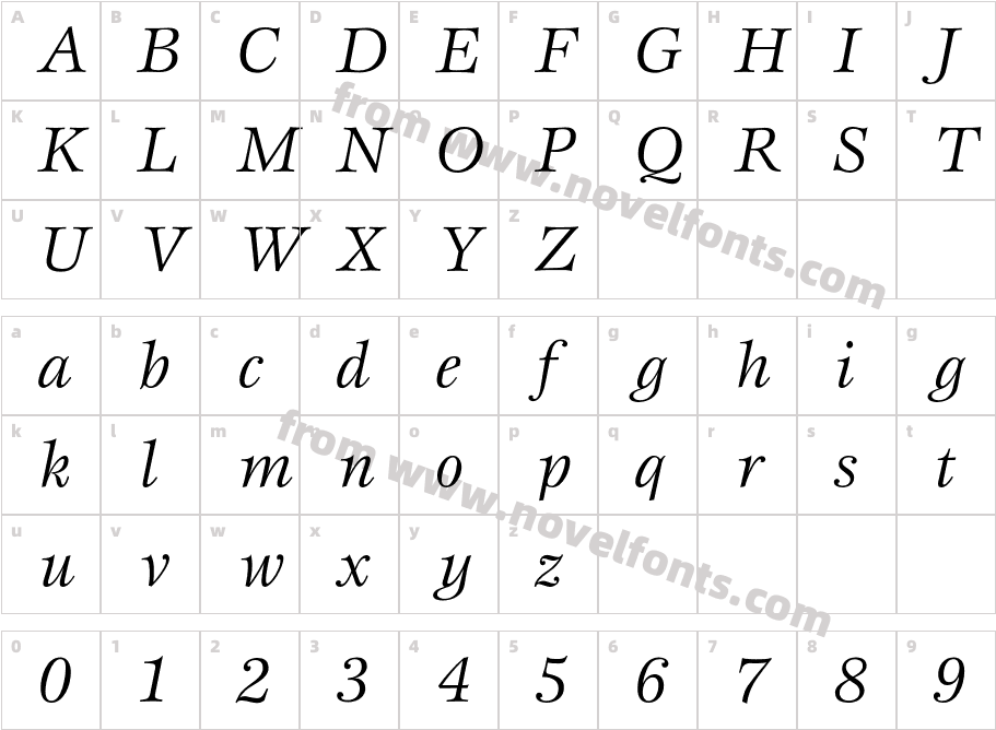 EspritBookItalicCharacter Map