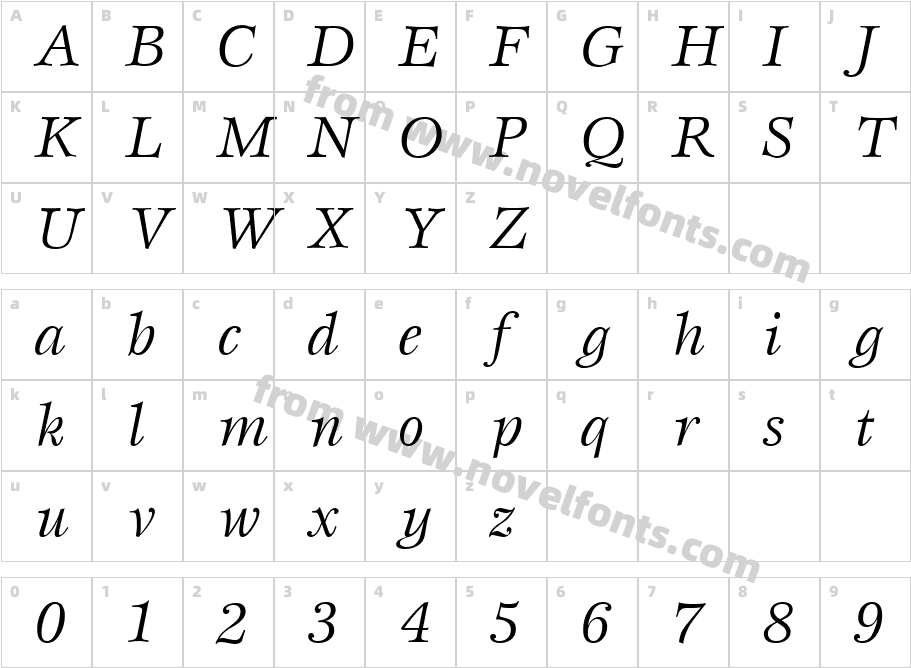 EspritBookItalicCharacter Map