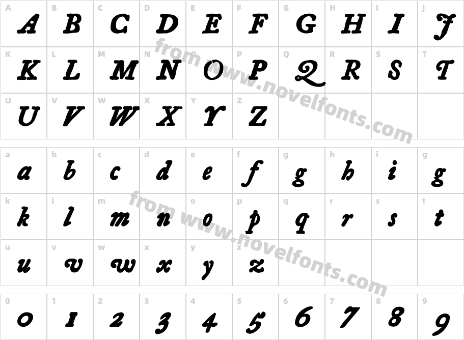 Essays 1743 Bold ItalicCharacter Map